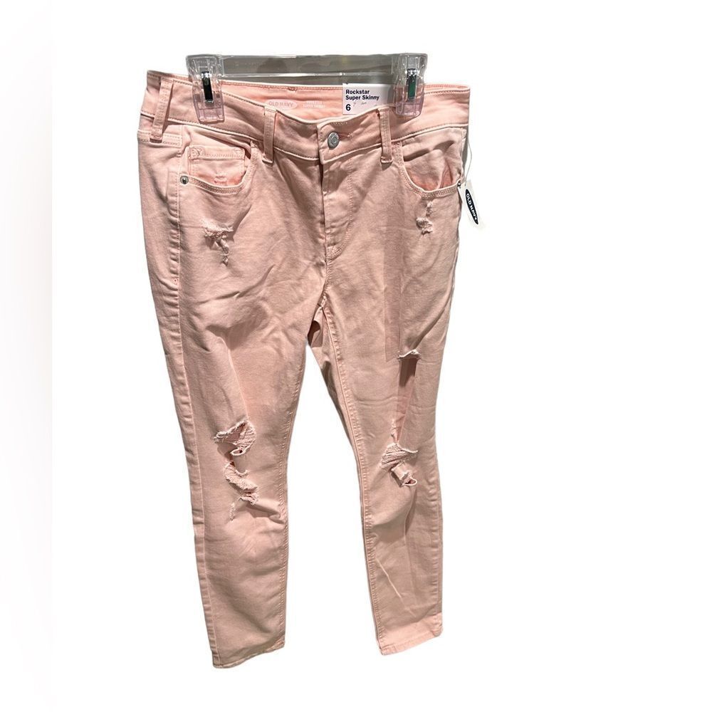 Old Navy Rockstar‎ super skinny NWT pink distressed jeans size 6